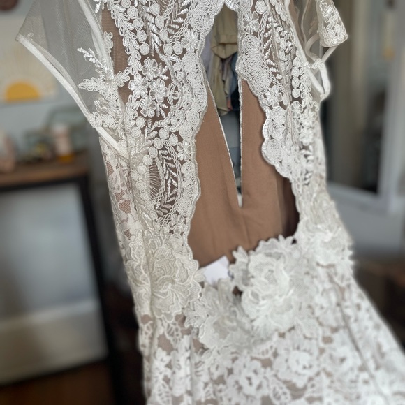 Tea length cream lace Cocktail Dress size 4 - Picture 5 of 7